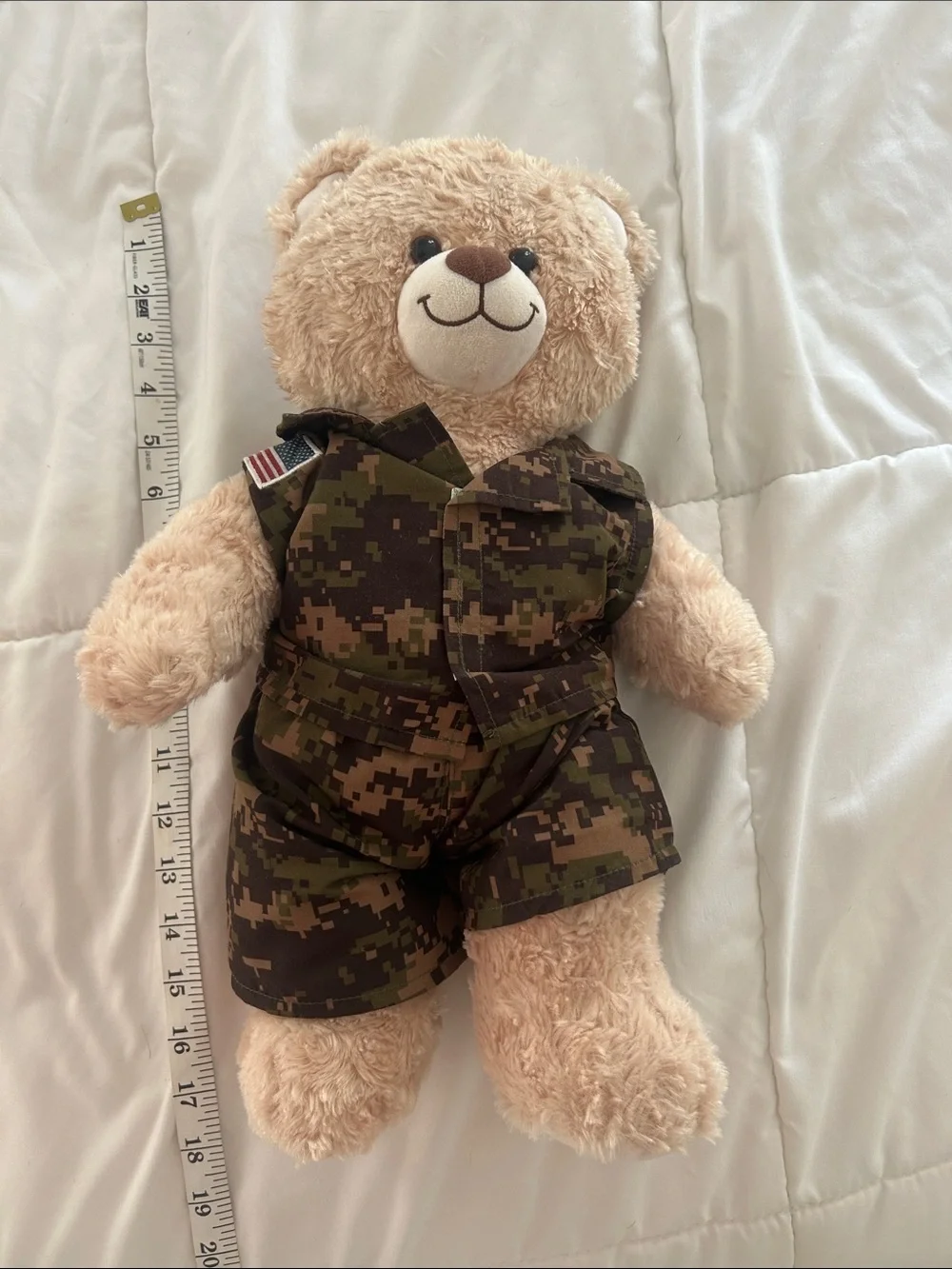 Build-A-Bear Beige Teddy in Camouflage Outfit